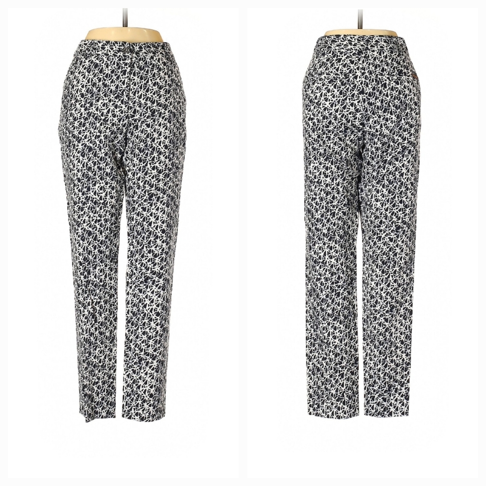 Michael by Michael Kors Black & White Straight Cropped Print Pants Size 2